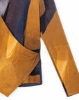 Long Sleeve Crossover Faux Wrap Top - Tan Watercolor - Final Sale!