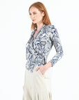 Butter Knit - Long Sleeve Crossover Faux Wrap Top - Python Scale - Final Sale!