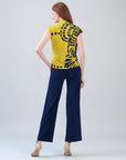 Crossover Faux Wrap Top - Track Line-Yellow - Final Sale!