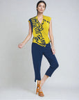 Crossover Faux Wrap Top - Track Line-Yellow - Final Sale! - Clara Sunwoo