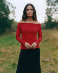 Modern Off Shoulder Top - Red