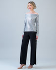 Shimmer Dots - Modern Off Shoulder Top - Silver