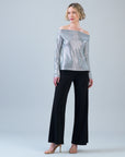 Shimmer Dots - Modern Off Shoulder Top - Silver