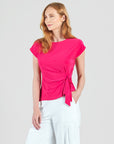 Slant Sleeve Side Tie Top - Hot Pink - Final Sale!