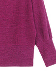 Heathered Knit - Boat Neck Blouson Sweater - Magenta