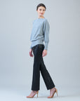 Plush Shimmer - Boat Neck Blouson Sweater - Grey
