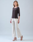 Scoop Neck Half Sleeve Top - Brown