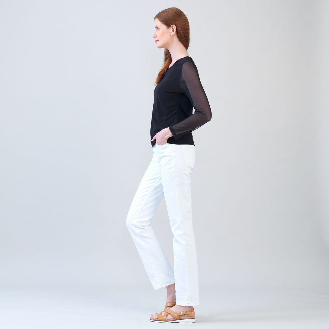 Long Mesh Sleeve Top - Black – Clara Sunwoo