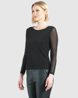 Long Mesh Sleeve Top - Black - Clara Sunwoo