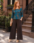 Scoop Neck Half Sleeve Top - Autumn Leaves