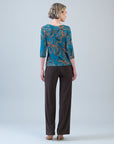 Scoop Neck Half Sleeve Top - Autumn Leaves