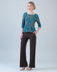 Scoop Neck Half Sleeve Top - Autumn Leaves
