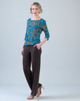 Scoop Neck Half Sleeve Top - Autumn Leaves