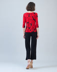 Scoop Neck Half Sleeve Top - Rose Floret