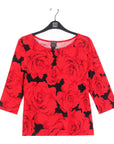 Scoop Neck Half Sleeve Top - Rose Floret