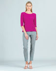 Scoop Neck Half Sleeve Top - Fuchsia - Final Sale!