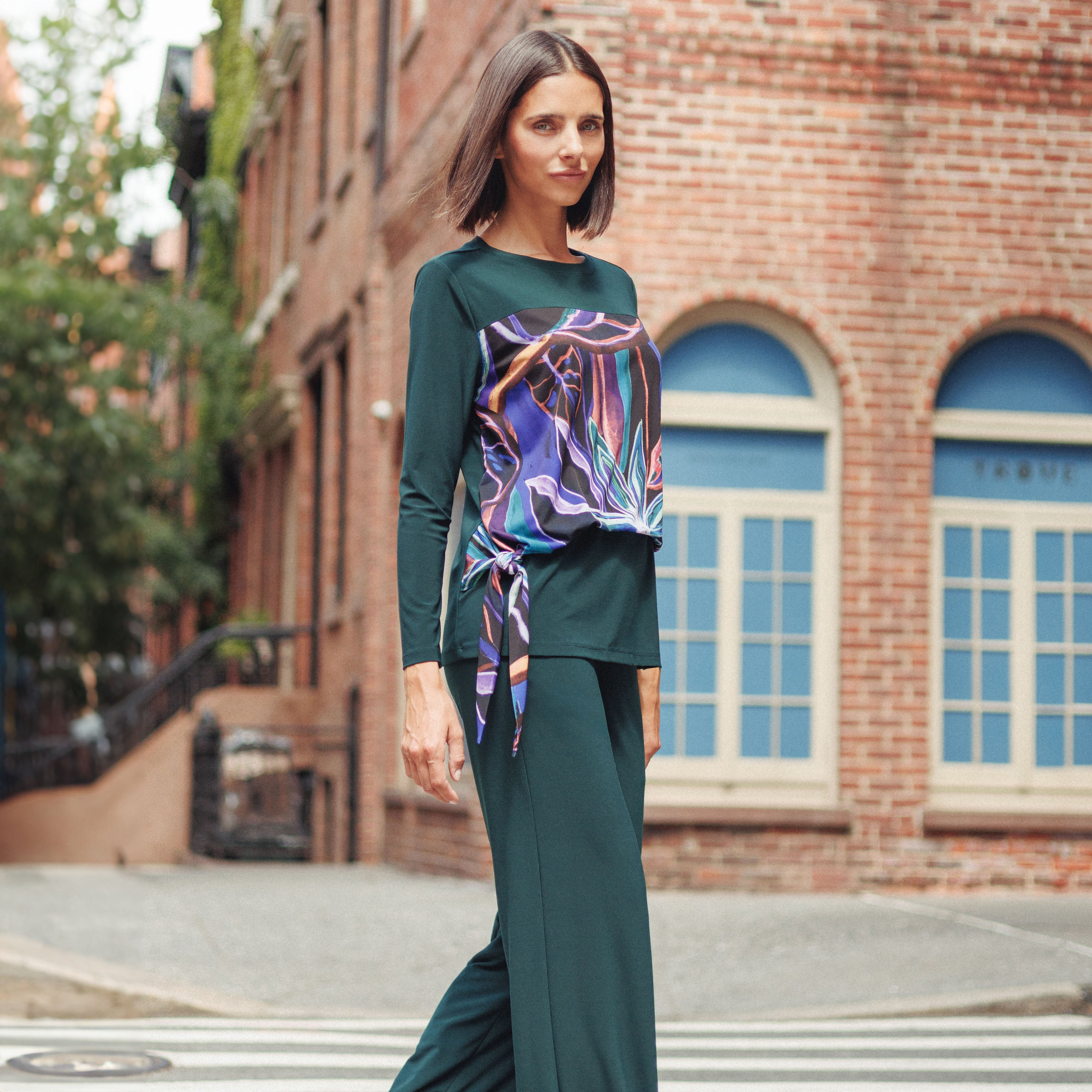 Blouson Overlay Side Tie Detail Top - Petal Sketch - Final