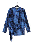 Crinkle Pleat - Blouson Overlay Side Tie Detail Top - Water Ripple-Cobalt - Final Sale!
