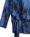 Crinkle Pleat - Blouson Overlay Side Tie Detail Top - Water Ripple-Cobalt - Final Sale!