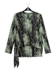 Crinkle Pleat - Blouson Overlay Side Tie Detail Top - Water Ripple-Olive - Final Sale!