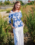 Butter Knit - Open Shoulder Ruffle Top - Mum Sketch