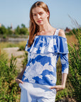 Butter Knit - Open Shoulder Ruffle Top - Mum Sketch