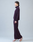 Lounge Knit - Tipped Hem Sweater - Eggplant