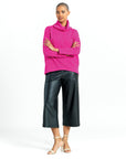 Twill Knit - Tipped Hem Sweater Top - Hot Pink - Final Sale! - Clara Sunwoo