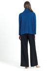 Twill Knit - Tipped Hem Sweater Top - French Blue