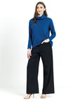 Twill Knit - Tipped Hem Sweater Top - French Blue