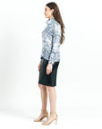 Cozy Shimmer Texture - Tipped Hem Sweater Top - Snow Leopard