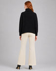 Chunky Ribbed - Tipped Hem Sweater Top - Black- Final Sale
