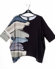 Loose Cut Side Tipped Top - Olive Paint Stroke