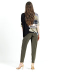 Loose Cut Side Tipped Top - Olive Paint Stroke