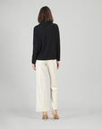 Soft Ribbed - Cowl Turtleneck Sweater Top - Black