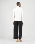 Soft Ribbed - Cowl Turtleneck Sweater Top - Oatmeal
