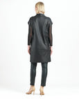 Liquid Leather™ - High Neck Tunic Pocket Dress - Black