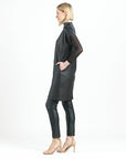Liquid Leather™ - High Neck Tunic Pocket Dress - Black - Final Sale!
