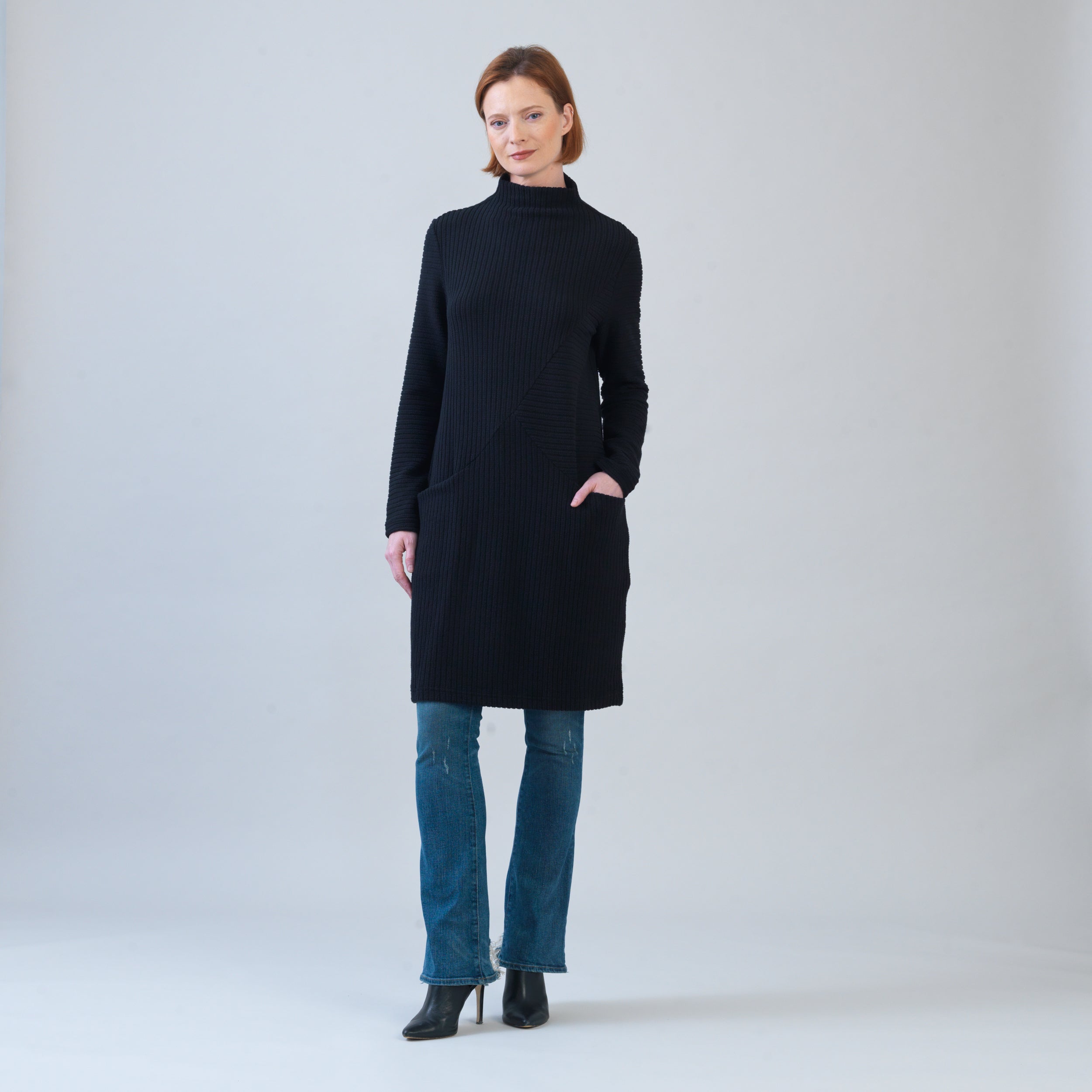 Womens Black Tunic Sweater Dress