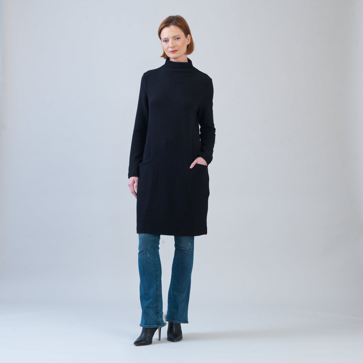 Womens Black Tunic Sweater Dress