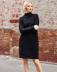 Chunky Ribbed - Tunic Pocket Sweater Dress - Black - Final Sale!