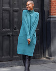 Chunky Ribbed - Tunic Pocket Sweater Dress - Teal - Final Sale!