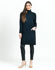 Chunky Ribbed - Tunic Pocket Sweater Dress - Black - Final Sale!