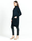 Chunky Ribbed - Tunic Pocket Sweater Dress - Black - Final Sale!