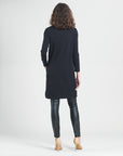 Ribbed - Cowl Turtleneck Tunic Sweater Dress - Black - Final Sale!