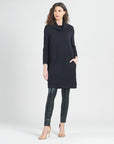 Ribbed - Cowl Turtleneck Tunic Sweater Dress - Black - Final Sale!