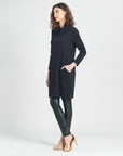 Ribbed - Cowl Turtleneck Tunic Sweater Dress - Black - Final Sale!