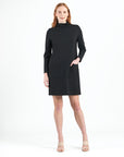 Ponte Knit - Funnel Neck Tunic Sweater Dress - Black - Final Sale!