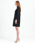 Ponte Knit - Funnel Neck Tunic Sweater Dress - Black - Final Sale!