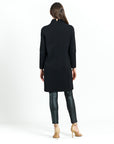 Ponte Knit - Funnel Neck Tunic Sweater Dress - Black